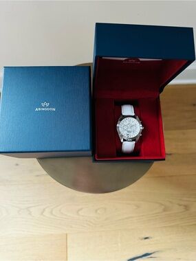 Abingdon Katherine Chronograph ATIS Pilot Watch — White Leather, Box Included